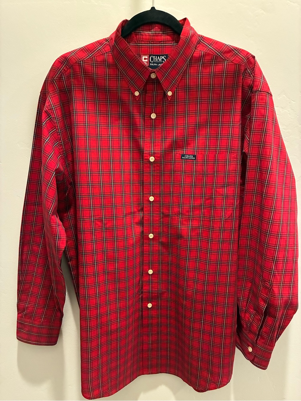 Ralph Lauren Red and Green Plaid Button-Down Shirt